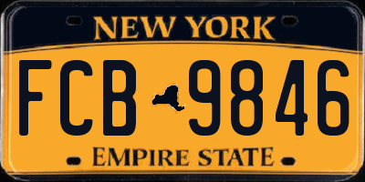 NY license plate FCB9846