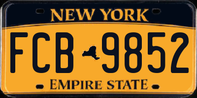 NY license plate FCB9852