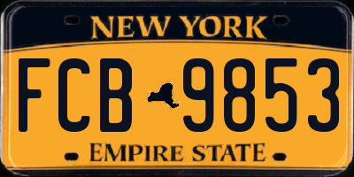 NY license plate FCB9853