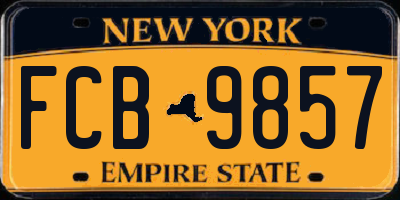 NY license plate FCB9857