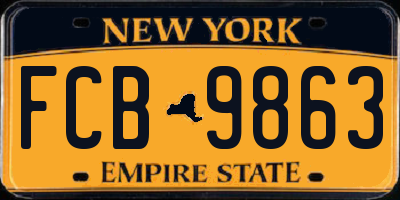 NY license plate FCB9863
