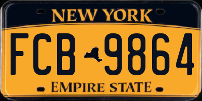 NY license plate FCB9864