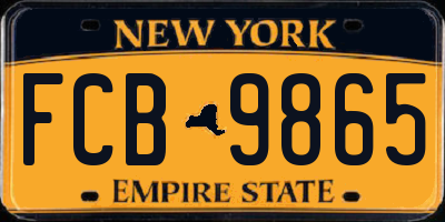 NY license plate FCB9865