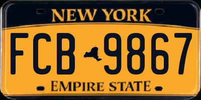 NY license plate FCB9867