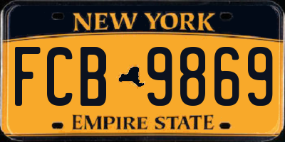 NY license plate FCB9869