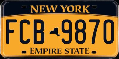 NY license plate FCB9870
