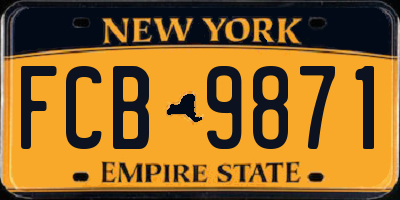 NY license plate FCB9871