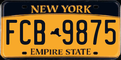 NY license plate FCB9875