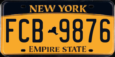 NY license plate FCB9876