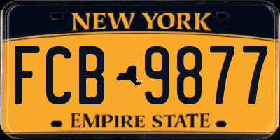 NY license plate FCB9877