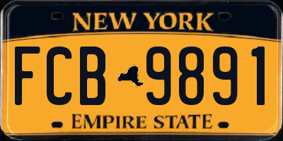 NY license plate FCB9891