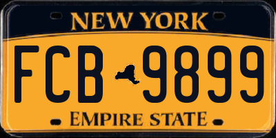 NY license plate FCB9899