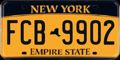 NY license plate FCB9902