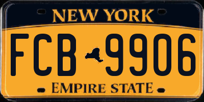 NY license plate FCB9906