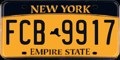 NY license plate FCB9917