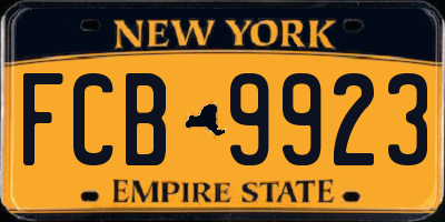 NY license plate FCB9923