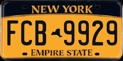 NY license plate FCB9929