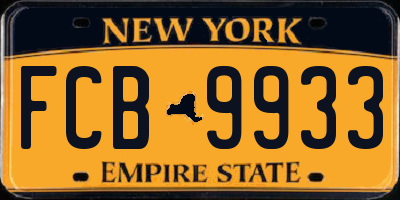 NY license plate FCB9933