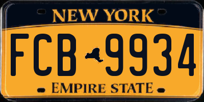 NY license plate FCB9934