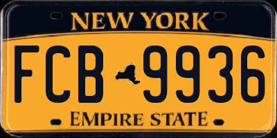 NY license plate FCB9936