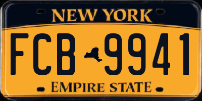 NY license plate FCB9941