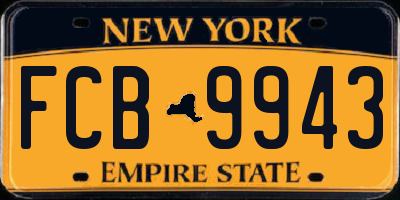 NY license plate FCB9943