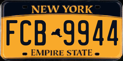 NY license plate FCB9944