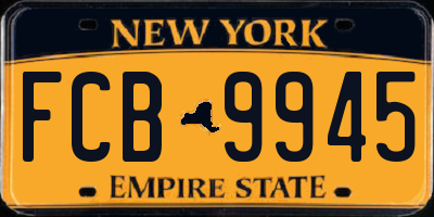 NY license plate FCB9945