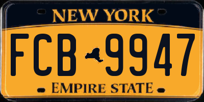 NY license plate FCB9947