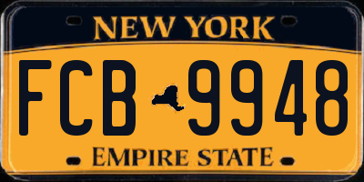 NY license plate FCB9948