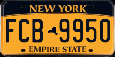 NY license plate FCB9950