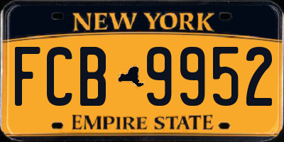 NY license plate FCB9952