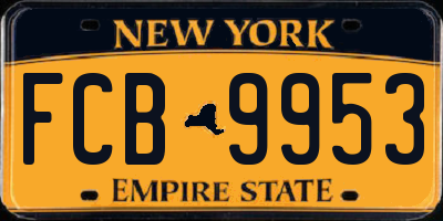 NY license plate FCB9953