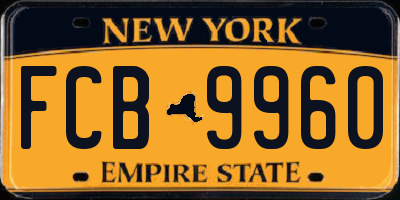 NY license plate FCB9960