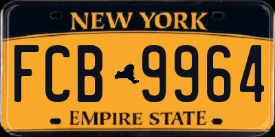NY license plate FCB9964