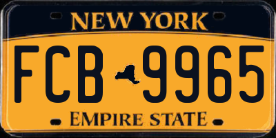 NY license plate FCB9965