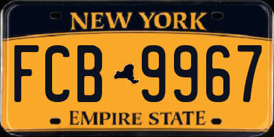 NY license plate FCB9967
