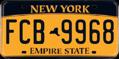 NY license plate FCB9968