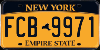 NY license plate FCB9971