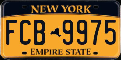 NY license plate FCB9975