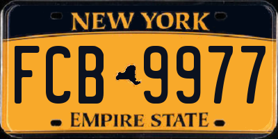 NY license plate FCB9977