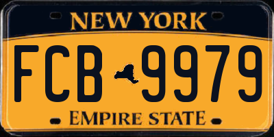 NY license plate FCB9979