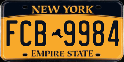 NY license plate FCB9984