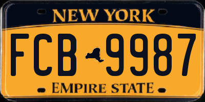 NY license plate FCB9987