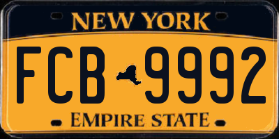 NY license plate FCB9992
