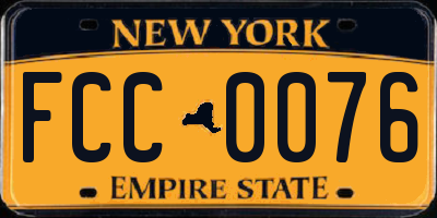 NY license plate FCC0076