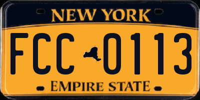 NY license plate FCC0113