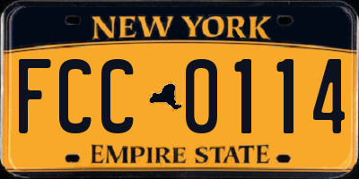 NY license plate FCC0114