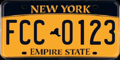 NY license plate FCC0123