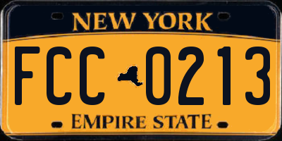 NY license plate FCC0213